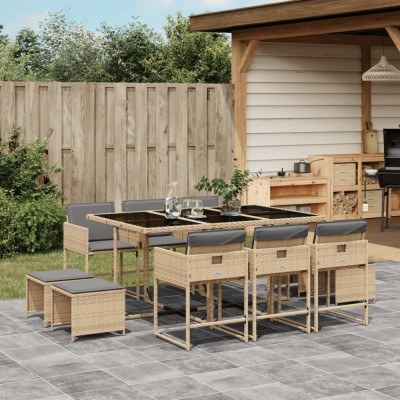 vidaXL Set mobilier grădină cu perne, 11 piese bej combinat poliratan 3211332 foto