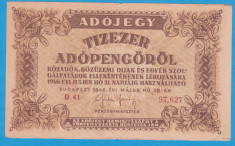 (5) BANCNOTA UNGARIA - 10.000 ADOPENGO 1946 (31 IULIE 1946) foto