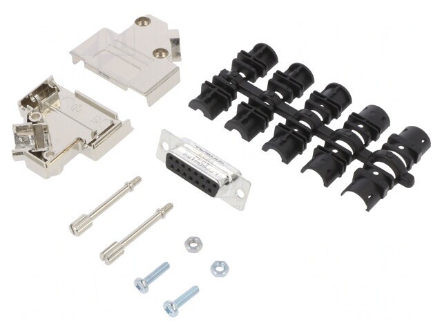 Conector D-Sub 15-Pin Mamă Unghi 45&deg; pentru Lipire pe Cablu Gold Flash