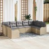 VidaXL Set de canapele pentru grădină cu pernă 9 pcs Bej Rattan poli