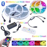 Kit Banda Led 5050 RGB IP65 / 10m cu Bluetooth + Telecomanda