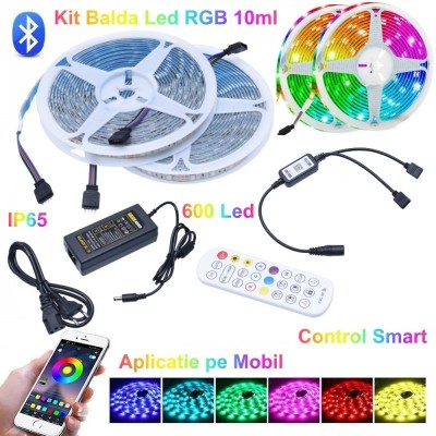 Kit Banda Led 5050 RGB IP65 / 10m cu Bluetooth + Telecomanda foto