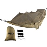 Hamac camping cu plasa anti-insecte si kit montaj, 330 x 140 cm