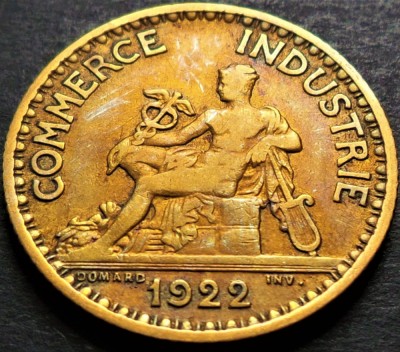 Moneda istorica (BUN PENTRU) 1 FRANC - FRANTA, anul 1922 * cod 4423 foto
