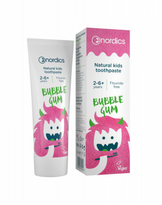 Pasta de dinti, fara fluor, bubble gum pentru copii, Nordics, 50 ml foto