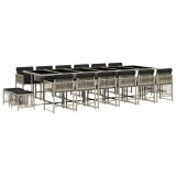 Set mobilier de gradina cu perne 17 piese gri deschis poliratan