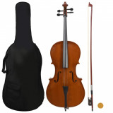 Set Complet Violoncel Cu Husă Arcuș Păr Natural Lemn 4/4 70144