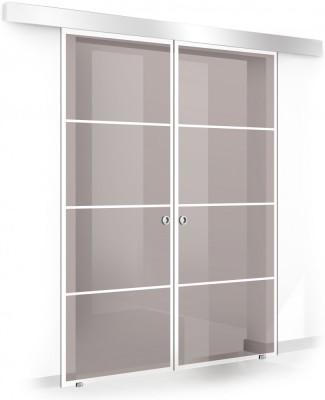 Usa culisanta Boss &amp;reg; Duo model Park alb, 90+90x215 cm, sticla bronz securizata, glisanta in ambele directii foto