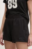 Dkny pantaloni scurți din bumbac femei, culoarea negru, uni, high waist, DP5S5252