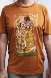 T4. Tricouri pictate cu pensula cu &quot;Sarutul&quot; de Gustav Klimt, unicat, Love, L/XL, Mustar