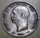 F.473 GRECIA GEORGE I 1 DRACHMA DRAHMA 1910 ARGINT