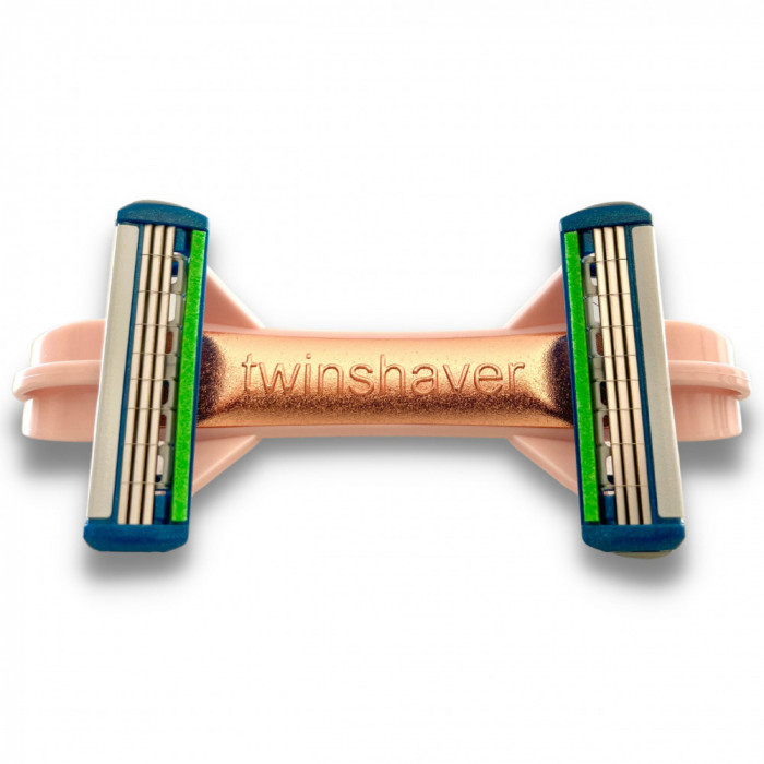 Aparat de ras si barbierit pentru cap si corp TwinShaver&reg; cu 4 rezerve incluse, fara taieturi, Roz