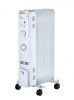 Radiator Ulei Kingfisher 1500W, 6 Elementi, Alb, 15m&sup2;, Roti, Termostat, Protectie Supraincalzire