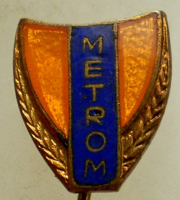 I.405 INSIGNA STICKPIN METROM BRASOV 13/11mm email foto