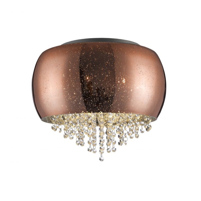 Plafoniera lux rotunda cupru/crom Eva &Oslash; 40 cm, sticla suflata si cristale, 618271 - Schuller Cupru NO