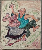 Dans frenetic// tehnica mixta pe hartie, Octavia Taralunga, Peisaje, Acuarela, Altul