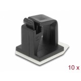 Set 10 buc suport pentru cablu cu clips adeziv Negru, Delock 60247