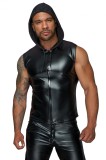 Top Sexy cu Gluga Barbati Wetlook Fermoar Dubla Deschidere M, Noir Handmade