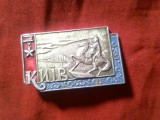Insigna URSS - Capitale ale Statelor Uniunii Sovietice - KIEV , metal si email , dim. =3,4x2cm