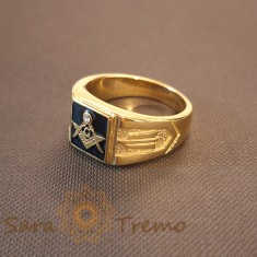 Inel cu simboluri masonice, latime 1.1 cm , Gama Luxury Brazilia