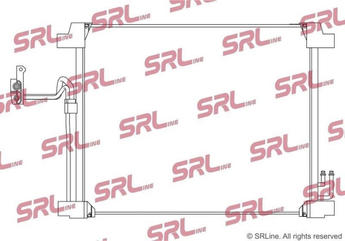 Condensator climatizare AC Infiniti Ex/Qx50, Fx/Qx70, motor: 3.5 V6, 3.7 V6, Condenser fara uscator, 645 x505x16, SRLine, miez si rezervor din