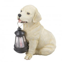 Lampa solara led OMC, caine cu felinar, rasina, inaltime 25 cm