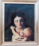 Cumpara ieftin &bdquo;Maternitate&rdquo; &ndash; pictură rom&acirc;nească interbelică de I. Tăbăcariu, Portrete, Ulei, Art Deco