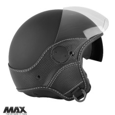 Casca open face pentru scuter - motocicleta (demi-jet) Max Helmets model DJDV06 LS Vision Carbon SV (ochelari soare integrati) culoare: negru mat/gri