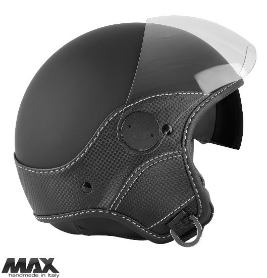 Casca open face pentru scuter - motocicleta (demi-jet) Max Helmets model DJDV06 LS Vision Carbon SV (ochelari soare integrati) culoare: negru mat/gri
