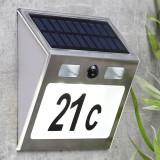 HI LED Numar de casa iluminat solar, argintiu GartenMobel Dekor, vidaXL