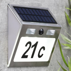 HI LED Numar de casa iluminat solar, argintiu GartenMobel Dekor