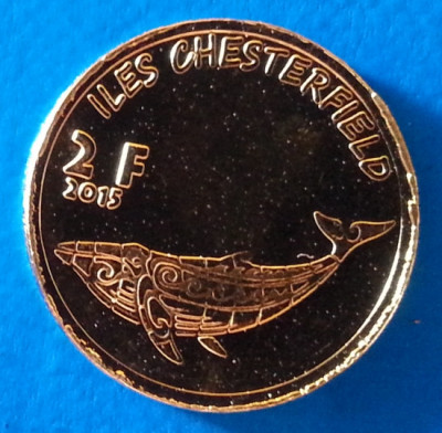 Chesterfield 2 franc 2015 UNC Balena foto