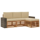 vidaXL Set de canapele de exterior cu pernă 4 pcs Natural și Bej 3384219