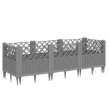 Cumpara ieftin Jardiniera gradina cu tarusi gri deschis 123,5x43,5x43,5 cm PP