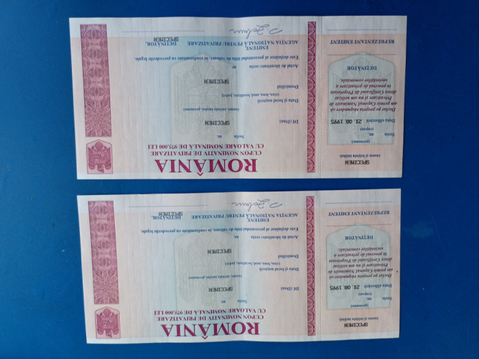 Specimen Cupon nominativ de privatizare 1995