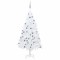 vidaXL Brad Crăciun artificial pre-iluminat set globuri alb 120 cm PVC 3077711
