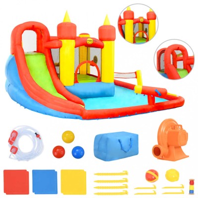 Happy Hop Saltea gonflabilă cu tobogan și piscină, 410x385x220 cm, PVC 92198 foto