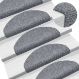 vidaXL Covorașe autoadezive pentru scări, 10 buc., 65x21x4 cm, gri deschis, semirotunde, mari