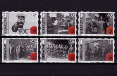 ✅(S16)Gibraltar 2014 ,&amp;quot;100 de ani WW I &amp;quot;, serie ,nominal &amp;pound; 2.35, MNH foto