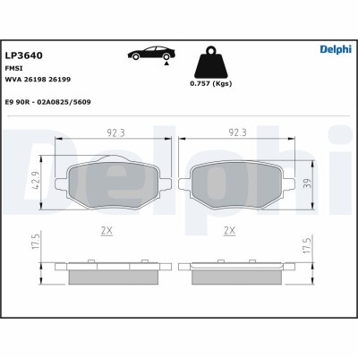DELPHI LP3640 set placute frana,frana disc foto