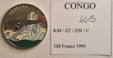 465 Congo, 1000 Francs CFA Junkers JU 52, 1995, KM#24 ,colorata, excelenta, Africa