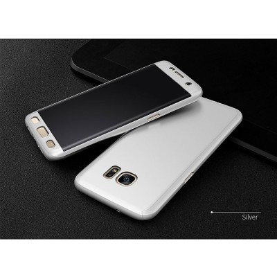 Husa protectie pentru Samsung Galaxy S7 Edge, Argintiu, Fullbody fata-spate, folie de protectie gratis foto