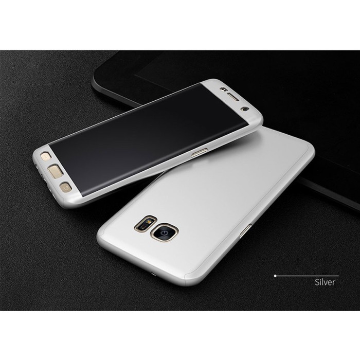 Husa protectie pentru Samsung Galaxy S7 Edge, Argintiu, Fullbody fata-spate, folie de protectie gratis