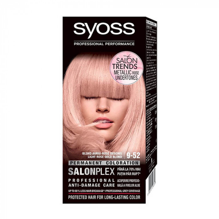 Vopsea de Par Permanenta SYOSS Color Baseline 9-52, Blond Auriu Rose, 115 ml, Vopsea de Par, Vopsea de Par Permanenta, Vopsea de Par Syoss, Vopsea de