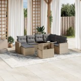 vidaXL Set canapele de grădină, 8 piese, cu perne, bej, poliratan 3267439
