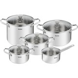 Set 10 piese vase de gatit Tefal Cook Eat,otel inoxidabil, inductie