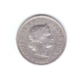 Moneda Elvetia 5 rappen 1901, stare buna, curata