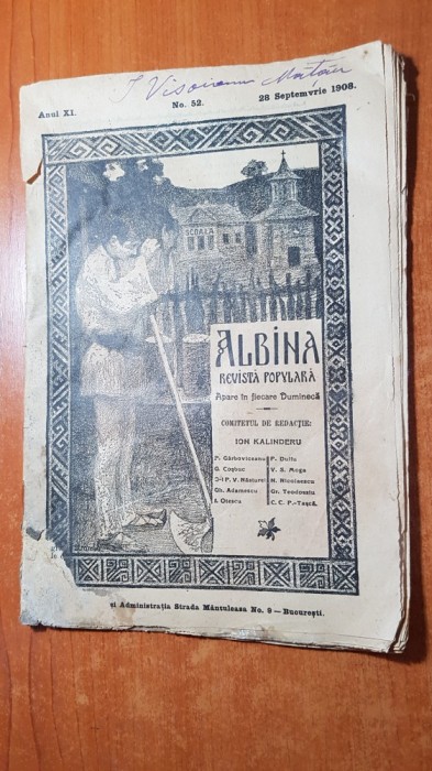 revista albina 28 septembrie 1908 - foto cu zeppelinul inainte de a arde