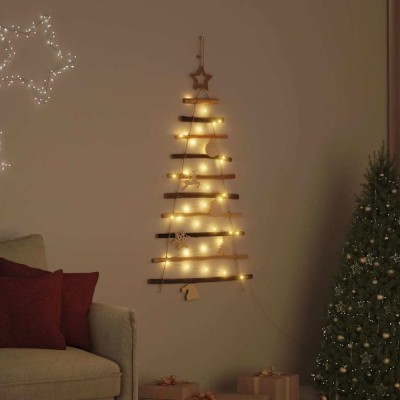 vidaXL Brad de Crăciun cu 30 LED natural 90 cm lemn masiv de frasin 42020258 foto