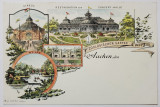 AACHEN , COLAJ CU DIVERSE OBIECTIVE TURISTICE , CARTE POSTALA ILUSTRATA CLASICA , CROMOLITOGRAFIE